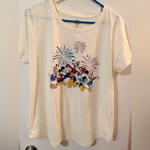 Disney Cream Short Sleeve Tee with Fireworks Graphic Women’s medium NWT
